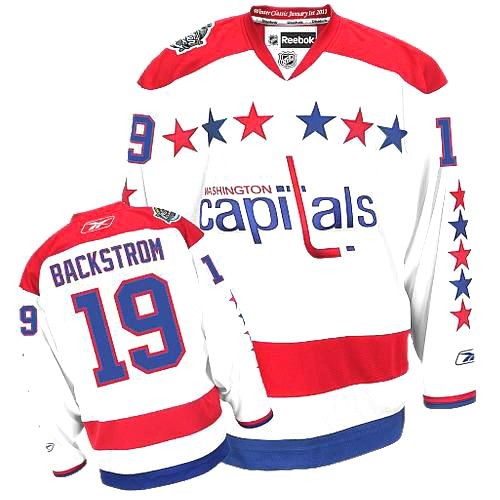 Washington Capitals ï¼19 Men's Nicklas Backstrom Reebok Authentic White Third Jersey,Size:S/46 